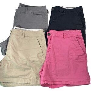 Old Navy Chino Shorts Womens 14 Black Gray Khaki Pink Pixie Gap 4" 5" Lot of 4